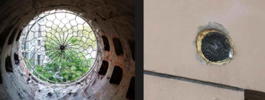 terminação Cap, tela de malha, telhado ventilação