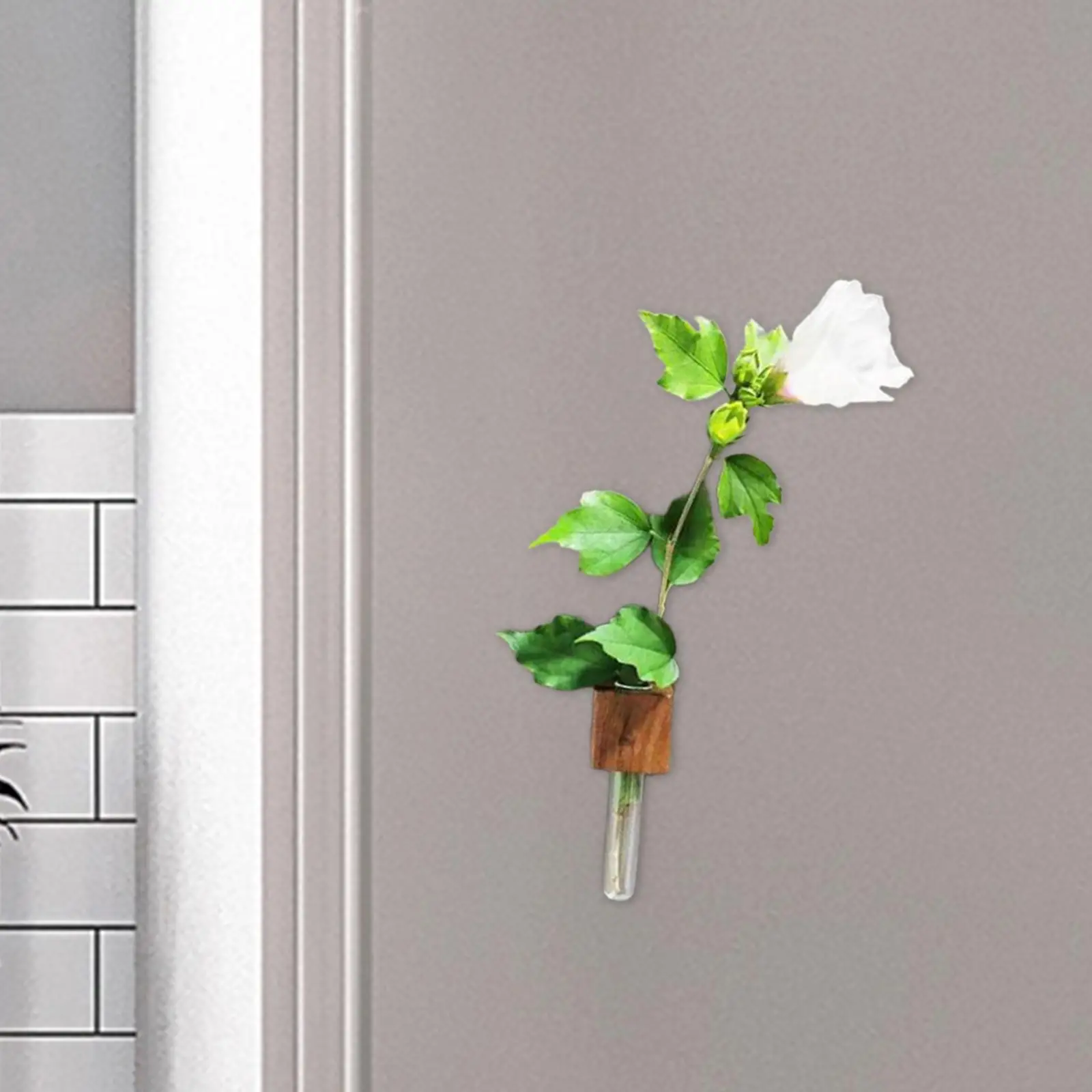 Mini Wood Fridge Vase Magnet Cute Glass Tube for Refrigerator Office Bedroom