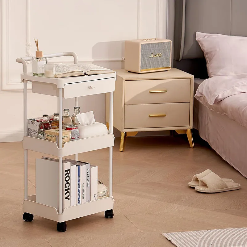 

3-Tier Utility Drawer Kitchen Kitchen Cart With Lockable Wheels, Multifunctional Storage Trolley With Handle For Living Room