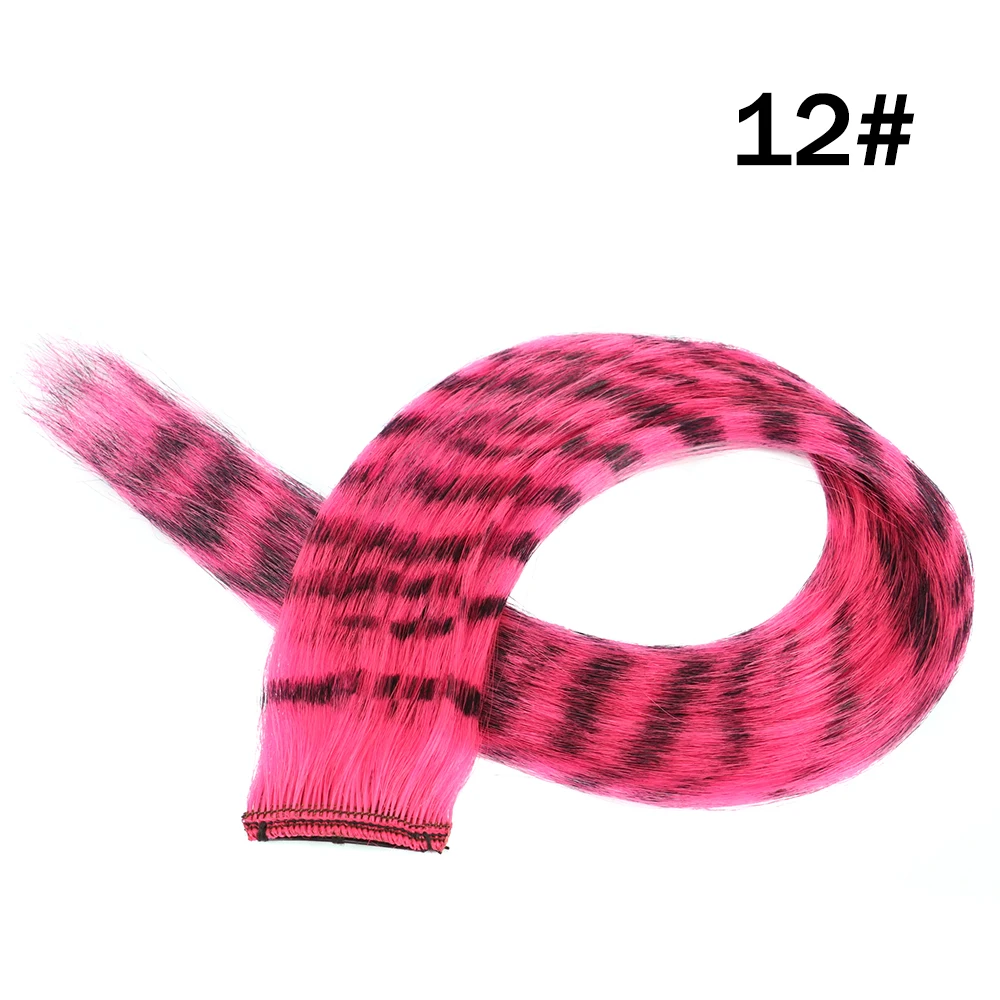 Extensión de cabello sintético de 18 "de largo y recto para mujer, extensión de cabello con Clip de alta temperatura, peluca de plumas, rosa azul colorida