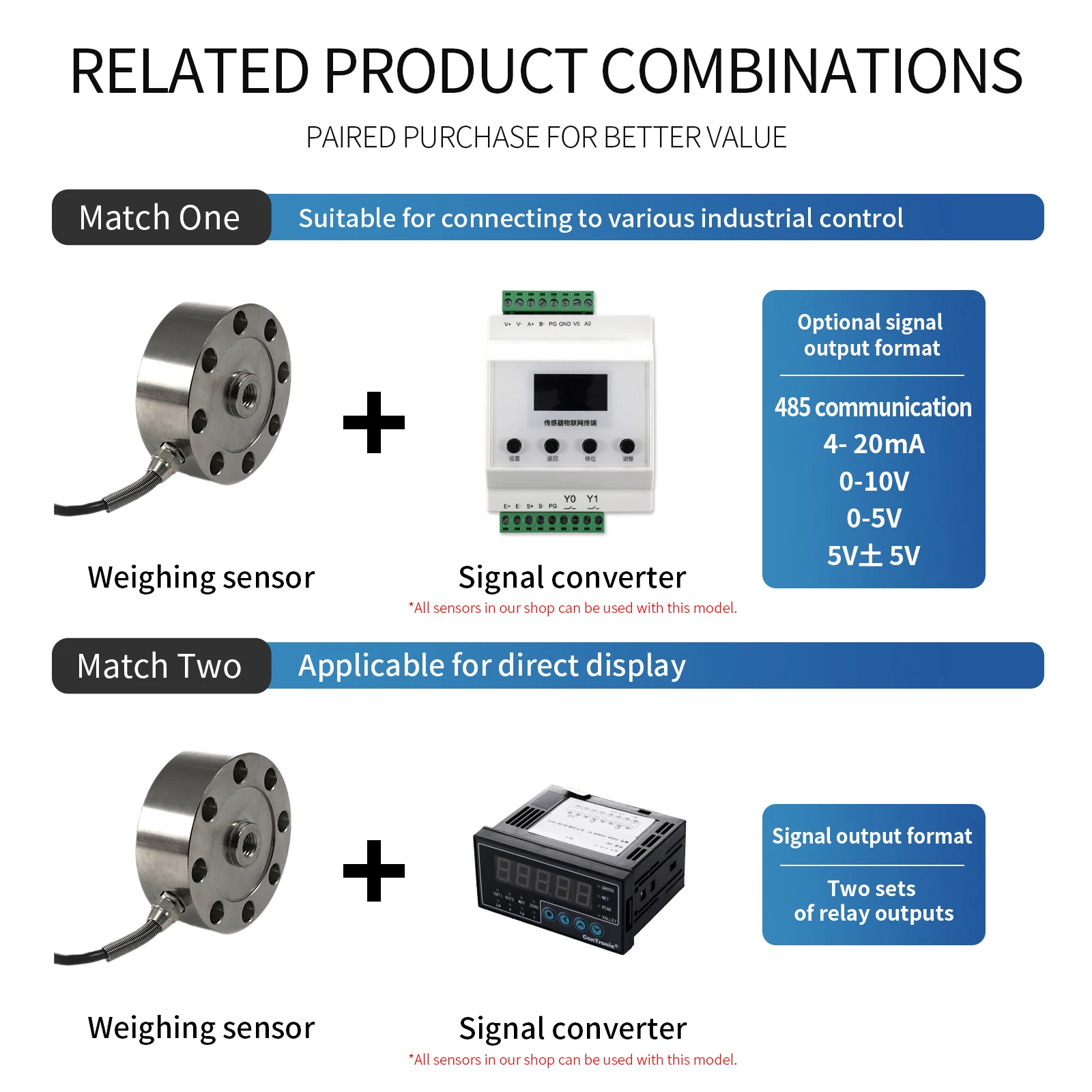 Load Cell Sensors with Amplifier Transmitter Force Weight Sensor Spoke Type for Scale Adapts HX711-50/100/200/300/500KG/1T/2T