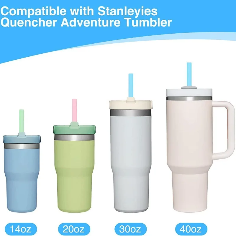스탠리 여행에 적합한 6/2Pcs 실리콘 밀짚 절연 컵 교체 밀짚 청소 브러시 ??밀짚 세트와 재활용 사용