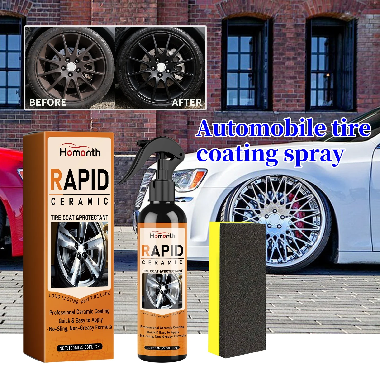 100ml Car Wheel Polishing Spray Dustproof Car Tire Brightener Long Lasting Tire Refurbishing Agent Auto Cleaning Tool