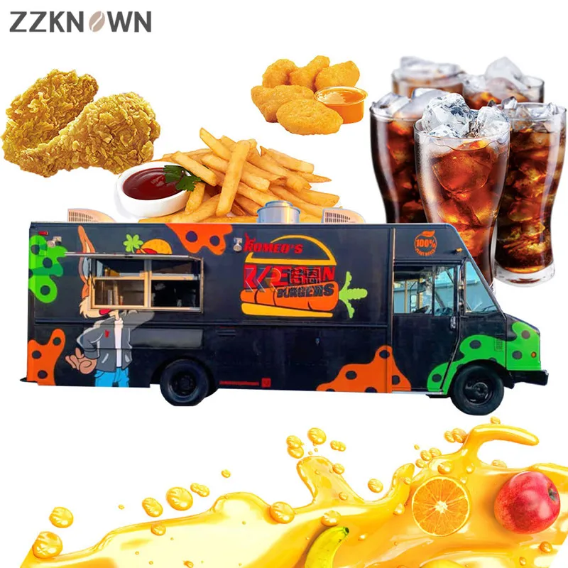 Customized Food Truck Cart Fast Food Trailer Cooking Van Snack
