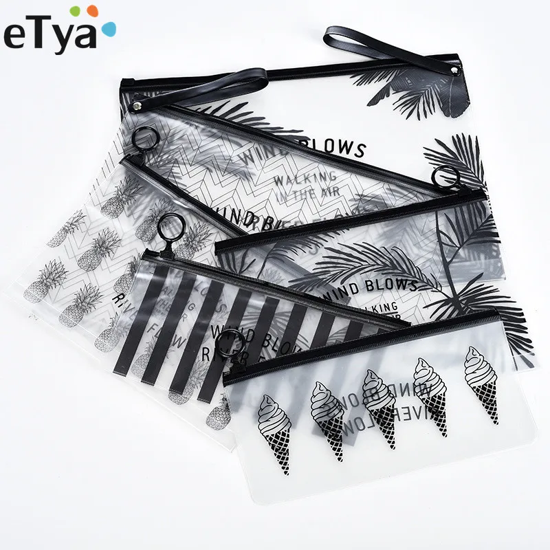 eTya Fashion Travel Women Clear Waterproof Cosmetic Bag Small Large PVC Necessary Makeup Bag Case Bath Wash Organizer Set Pouch