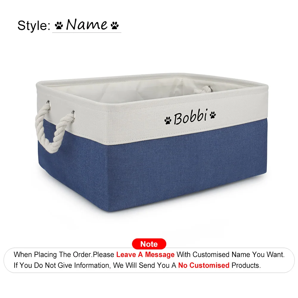 PET ARTIST Collapsible Dog Toy Storage Basket Bin With Personalized Pet's Name - Rectangular Storage Box Chest Organizer For Dog Toys, Clothing, Apparel & Accessories (Blue Big One) M, Blue