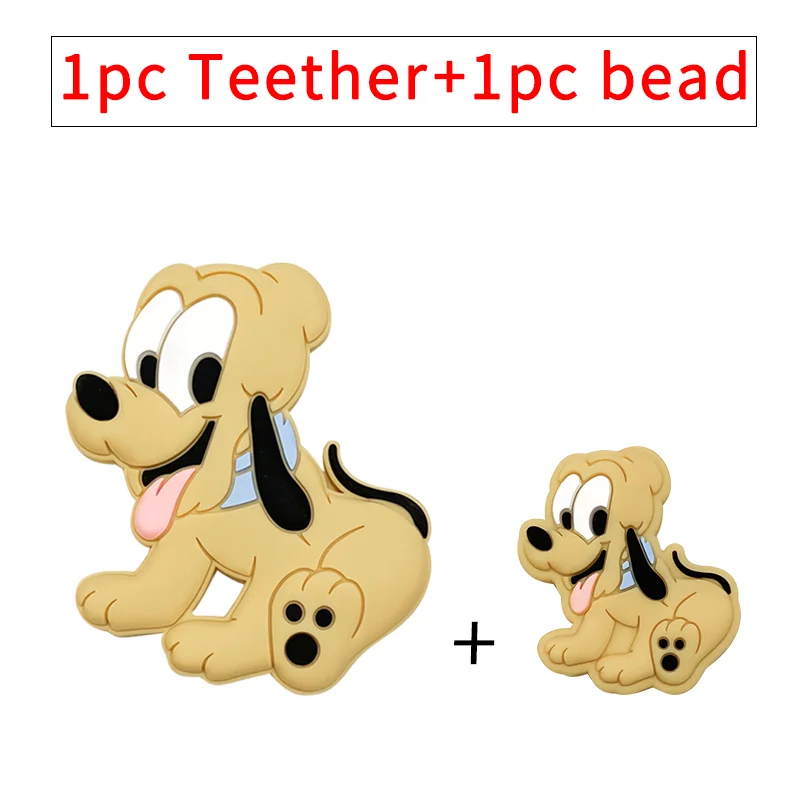 Teething Toys 2pcs Silicone New Disney Teething Beads Cartoon Shape Baby Teethers Food Grade Teething Toys Diy Pacifier Clips Accessories