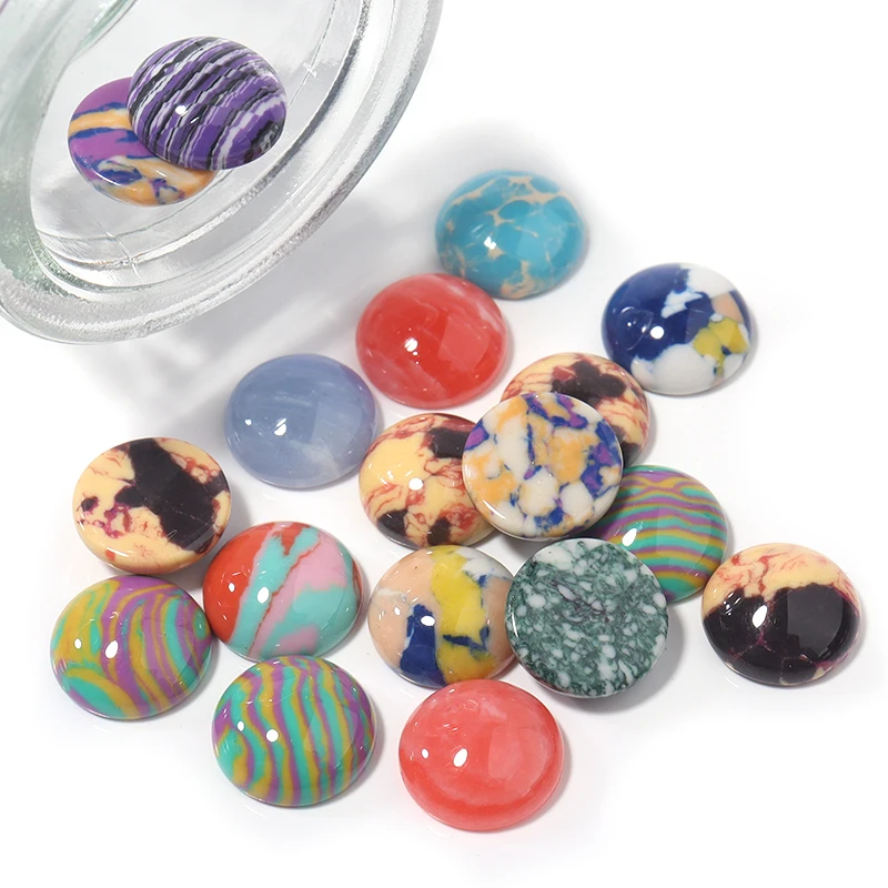 10 Pz/Lotto 12Mm Turchese Sintetico Cabochon Perline Rotonde Perline Allentate Cabochon Cammeo Orecchini Fai Da Te Anelli Accessori Gioielli