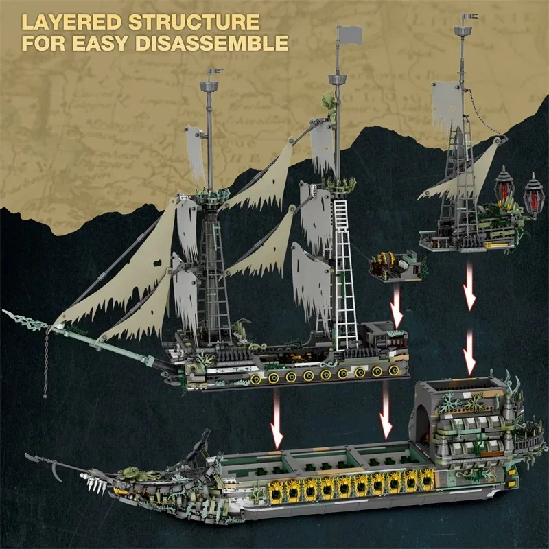 Flying Dutchman Pirate Ship Building Blocks Ghost Ship Model Bricks Assembling DIY Toys 5865PCS For Kids Birthday Gifts