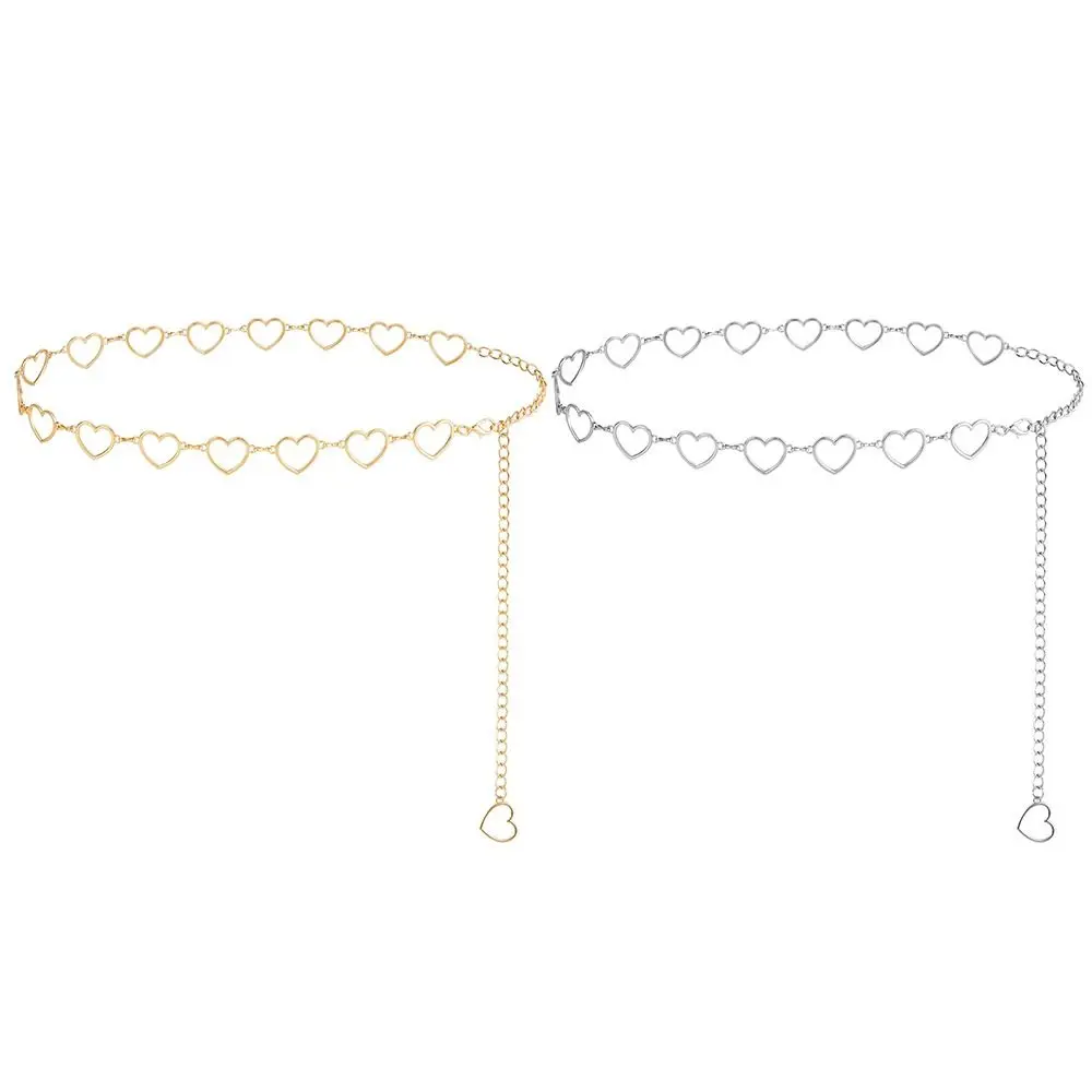 

Adjustable Chain Belt for Women Heart Decor Gold/Silver Metal Waist Chain Belt Decorated Waist Belt for Dresses/Jeans/Sweater
