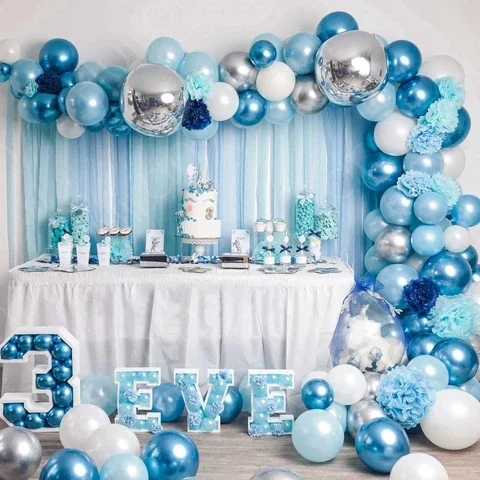 

Blue Macaron Confetti Balloon Garland Happy Birthday Party Balloons Arch Kit Decoration For Baby Shower Girl Wedding Party Decor