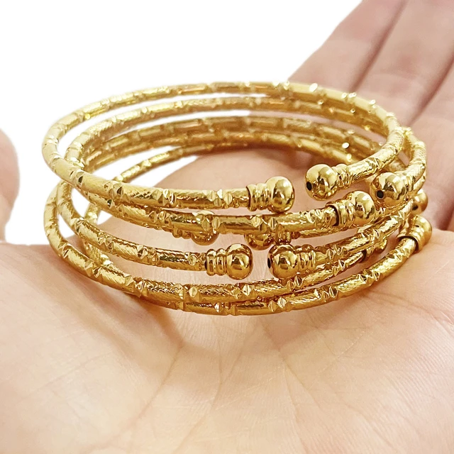 Buy BR Gold Jewelry 4pcs Openable Hand Dubai Gold Bangles Women Men Gold  Bracelets African European Ethiopia Girls Jewelry Bride Bangle at Amazon.in