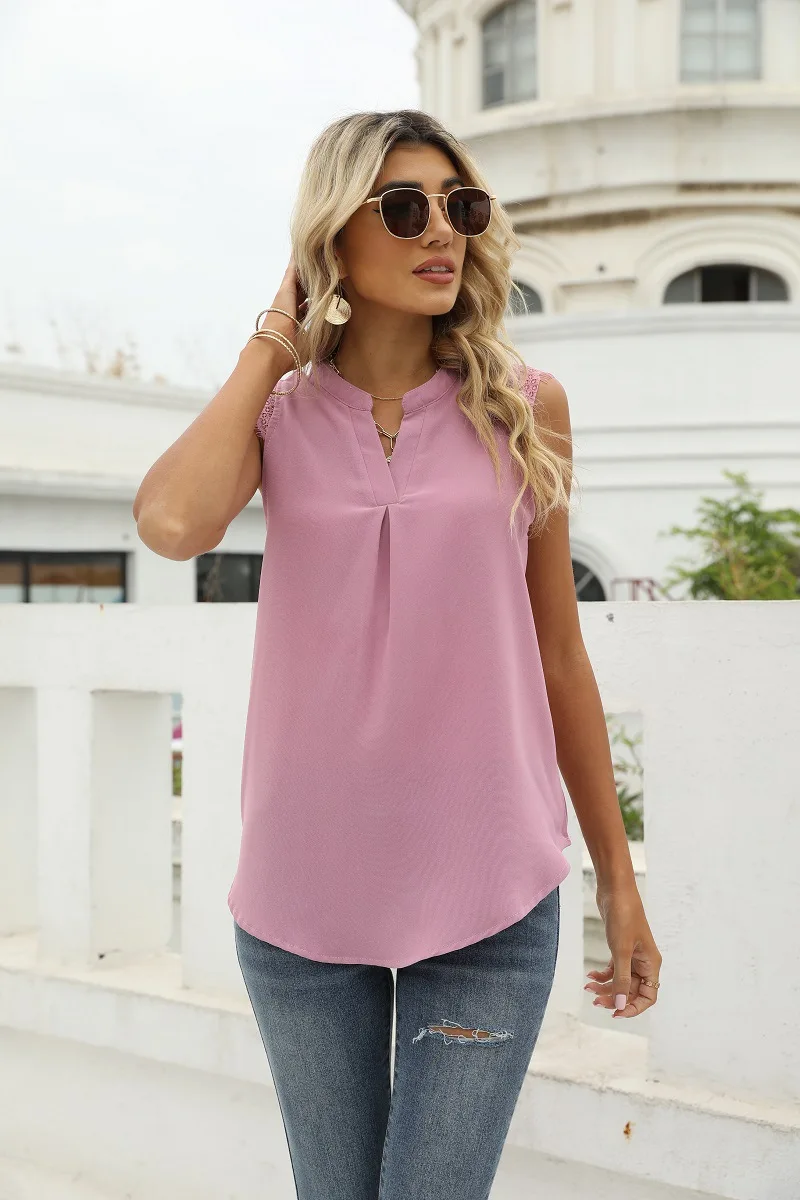 T-shirt Women's Summer New Solid Color Loose V-neck Jacquard Sleeveless Casual Vest Top corset t shirt