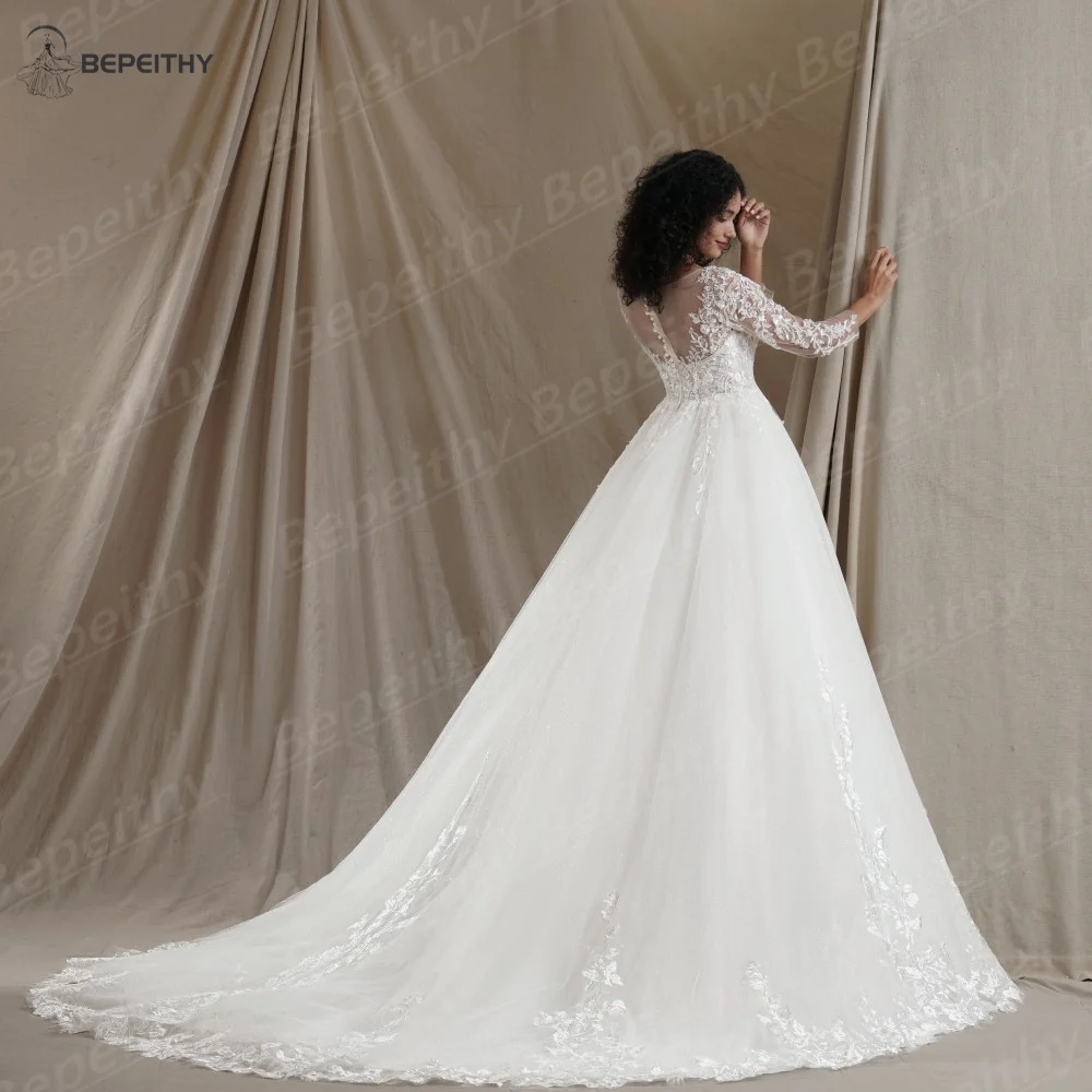 BEPEITHY Customized Gorgeous Full Sleeves Lace Wedding Dresses 2025 For Women Boho Romantic Bridal Gown Vestidos De Novias