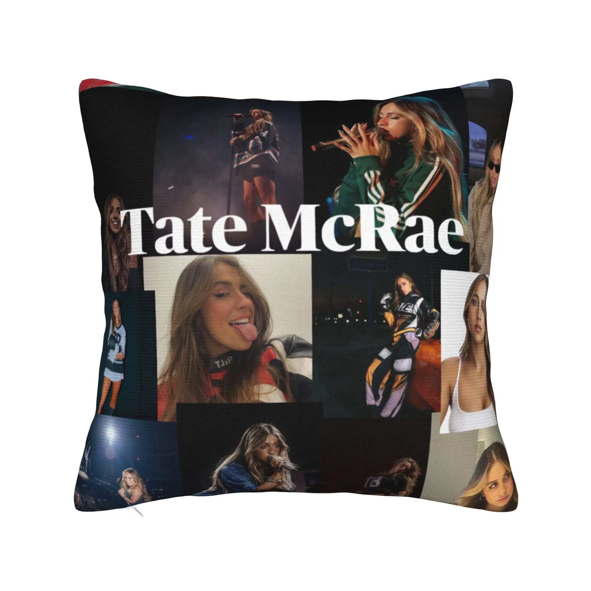 Decorative Pillowcase Featuring Pop Singer Tate McRae - Square Style Multi-Size