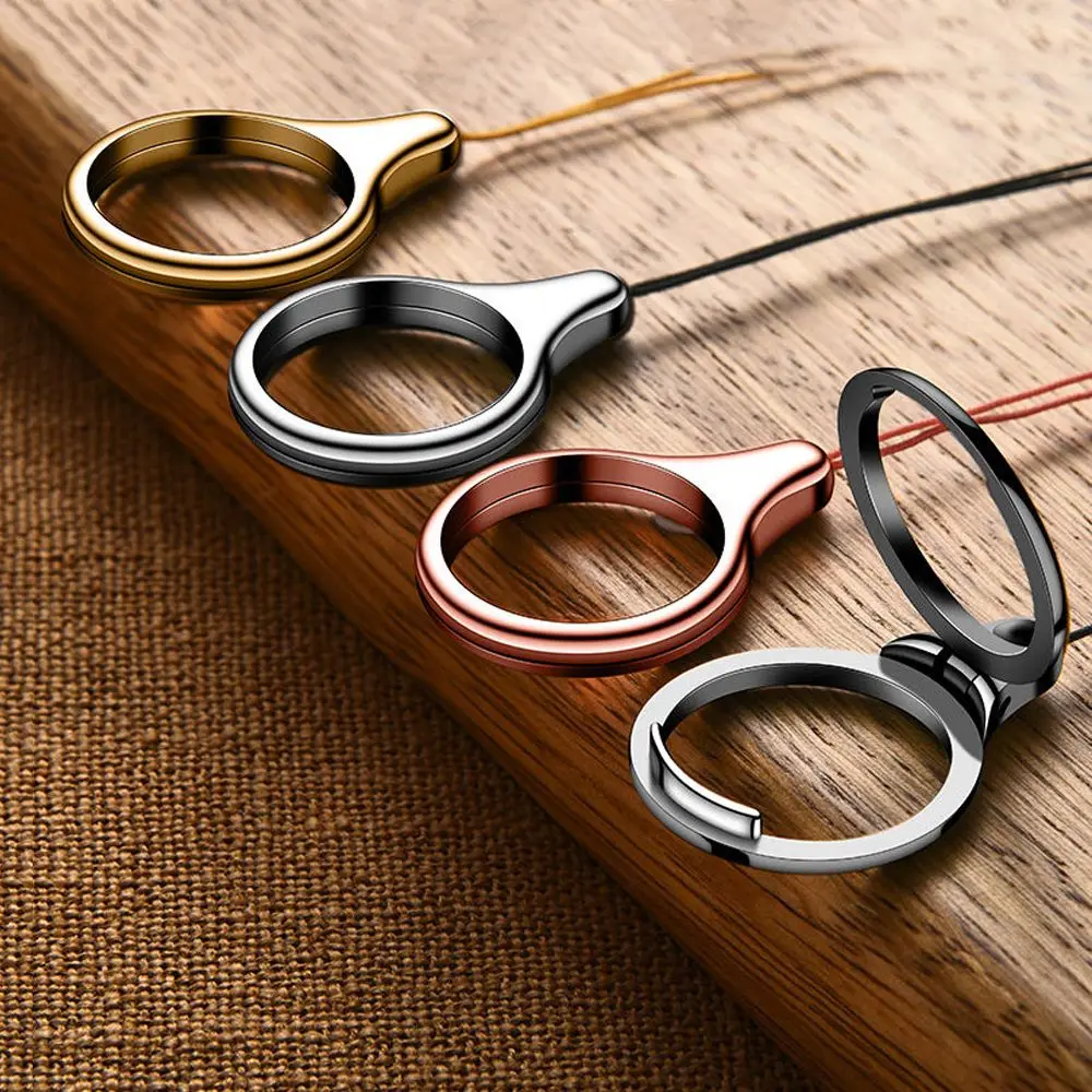Universal 360 Degree Finger Ring Lanyard 2 in 1 Mobile Holder Metal Stand and Ring Hang Rope For Phone