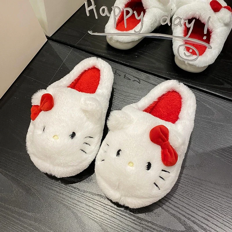 Kawaii Funny Fluffy Slippers Winter Warm Eva Flat Fleece Furry Slippers Plush Padded Fur House Home Platform Luxury Women