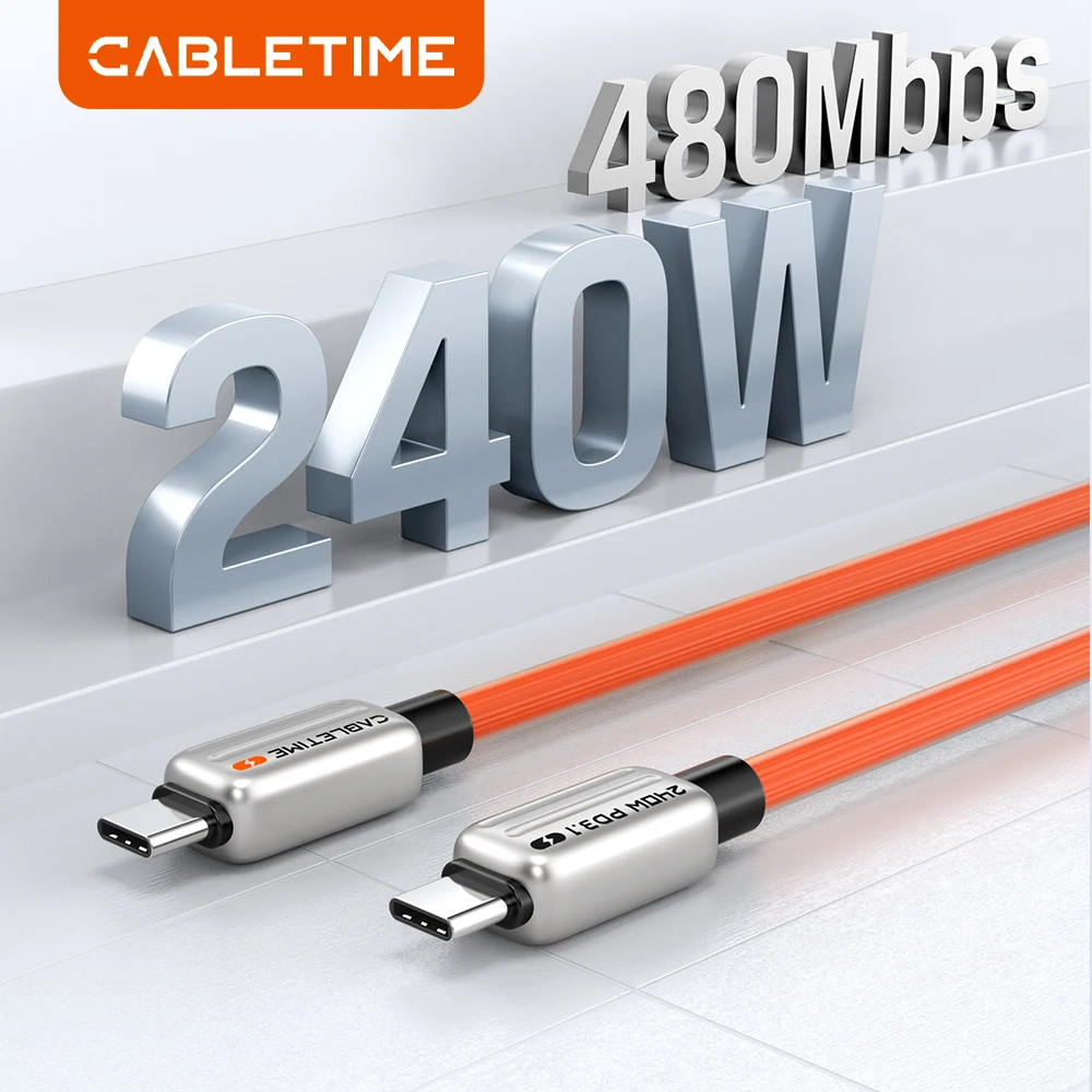 CABLETIME 240W PD USB C to USB C cable fast charger converter Type C to C cable power wire for laptops MacBook Samsung Galaxy Tab
