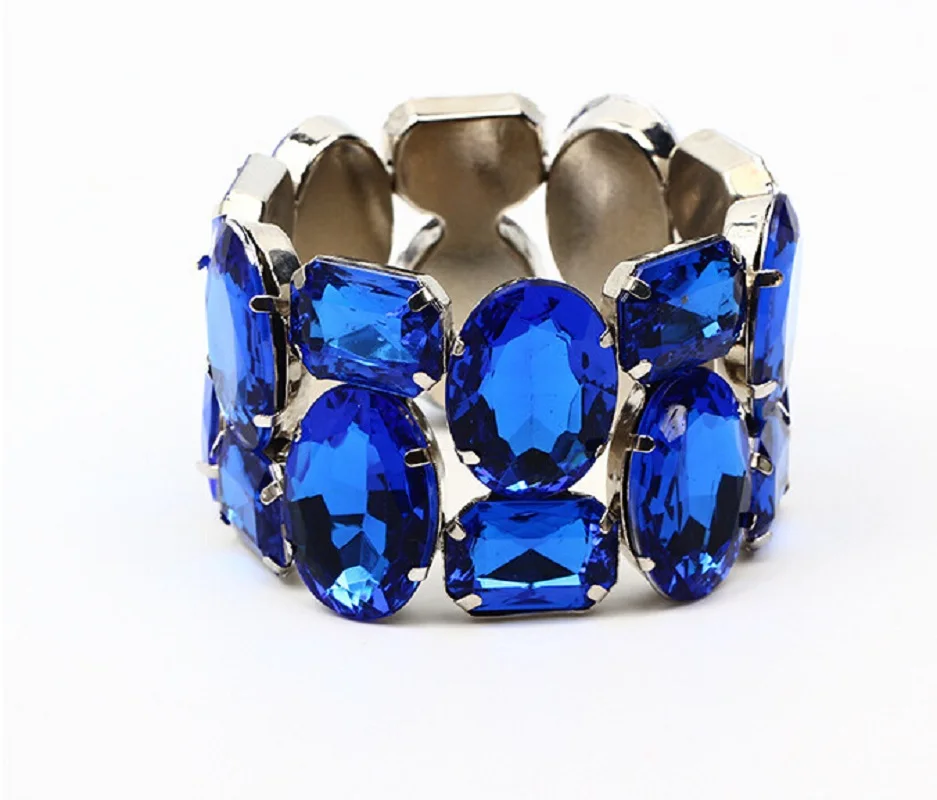 Bangle Bracelet Crystal Bracelets Womens Wide Elastic Shiny Colorful Crystal Glass