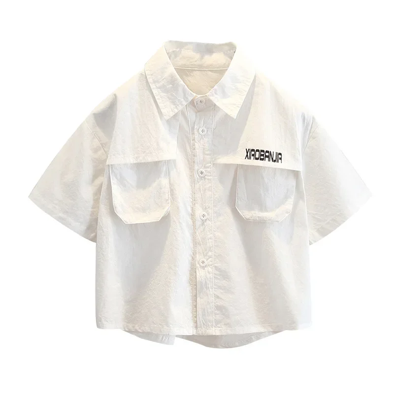 Cool Boys Summer Shirt Handsome Short Sleeve Children's Fashionable Top Street Style Little Boy Trendy Clothing AE Stock