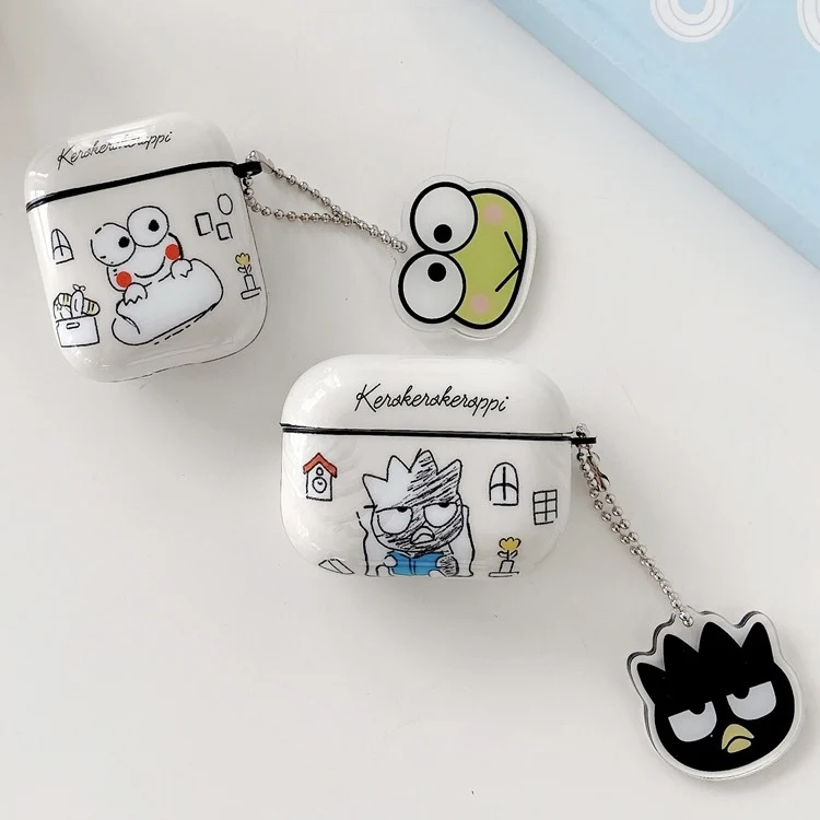 

Cartoon Graffiti Sanrio Kerokeroppi Badtz-maro Bluetooth Earphone Soft Earphone Case FOR AirPods 1 2 3 Pro Cover with 3D Pendant