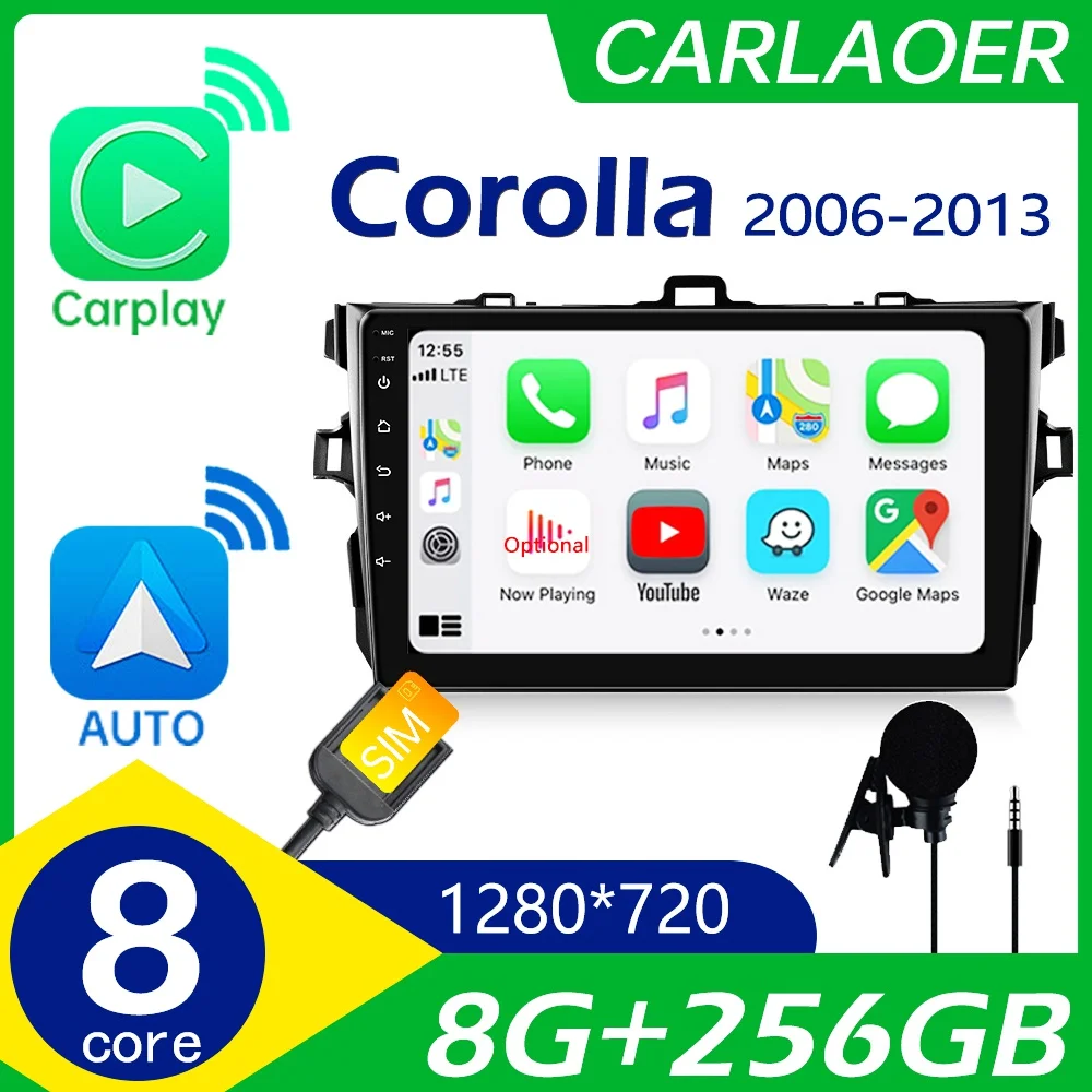 2Din Android Car Radio CarPlay Auto For Toyota Corolla E140 E150 2006-2013 2 Din Car stereo Radio Multimedia Video Player