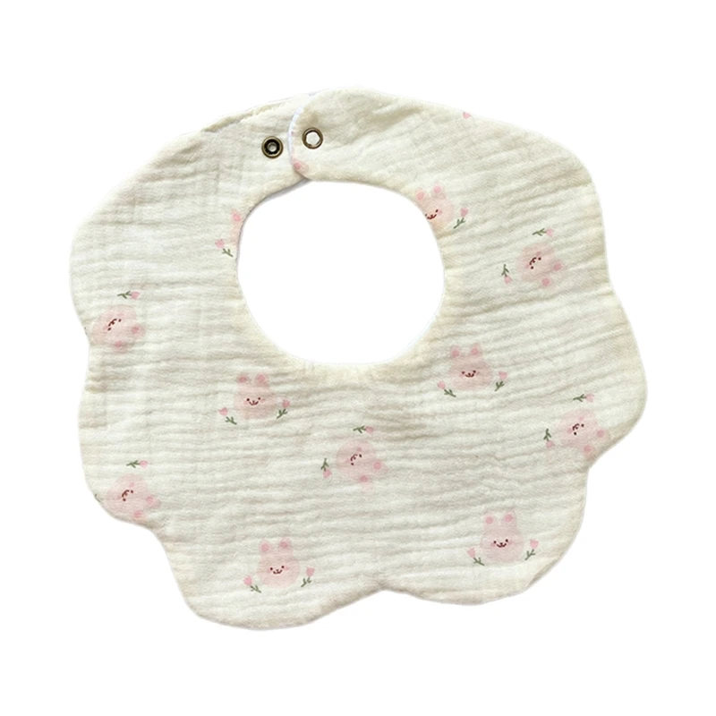 

Infant Teething Bib Flower Edge Baby Burp Cloths for Toddler Gauze-Cotton Saliva Towel Printed Drooling Bibs for Newborn