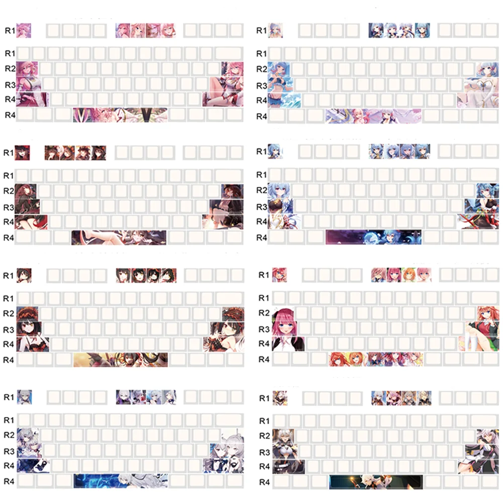 Personagens de Anime Keycap Personalizado Pbt Sublimação Perfil Cereja Teclado Mecânico Suplemento Chave Personalizado 12 Pcs - Imagem 4