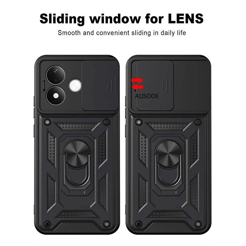 Shockproof Armor Case with Magnetic Holder Ring Stand and Enhanced Protection