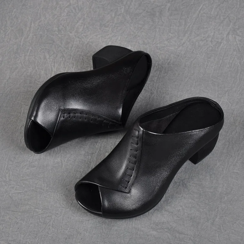 Women's Slippers Retro Fish Mouth Sandals Summer Peep Toe Slippers for Women Casual PU Leather Designer Sandals