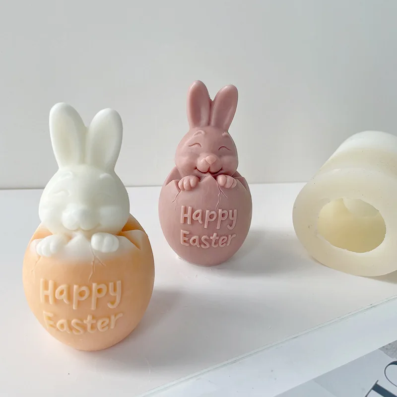 

Easter Rabbit Candle Mold DIY Broken Shell Rabbit Aromatherapy Plaster Ornament Silicone Mold