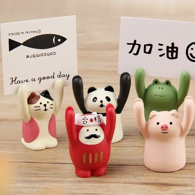 Kawaii Cartoon Card Holder Photocards Stand Message Note Holder Memo Clips Cute Desk Organizer Korean Stationery Office Supplies card holder credit card holder photo card holder desk organizer desk card holder card display stand postcard holder sticky note holder