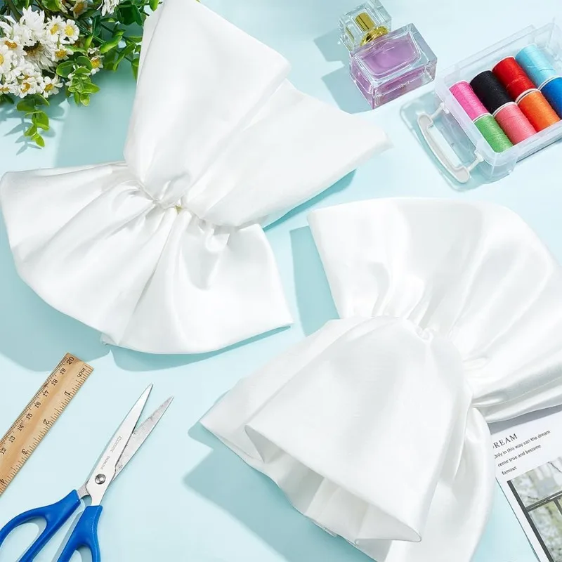 2pcs Removable Puff Sleeves White Polyester Bridal Sleeve Detachable Puff Sleeves for Wedding Dress Bridal Accessories