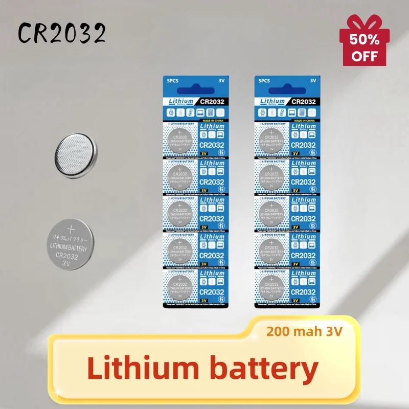 

CR2032 3V Lithium Battery 200mAh CR 2032 DL2032 ECR2032 Button Coin Cells For Watch Toy Calculator Car Key Remote Control