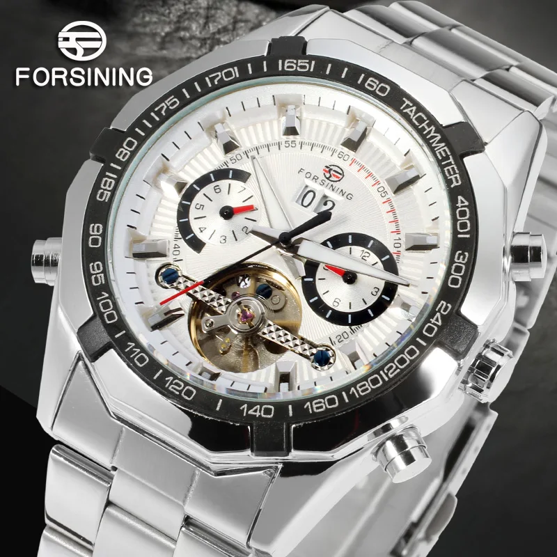 New Big Dial Multifunctional Tourbillon Automatic Movement Mechanical Watch Stainless Steel Male Wrist Clock