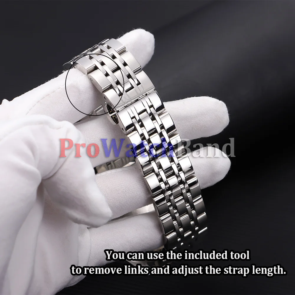 Elegant Curved End Stainless Steel Watchband Bracelet