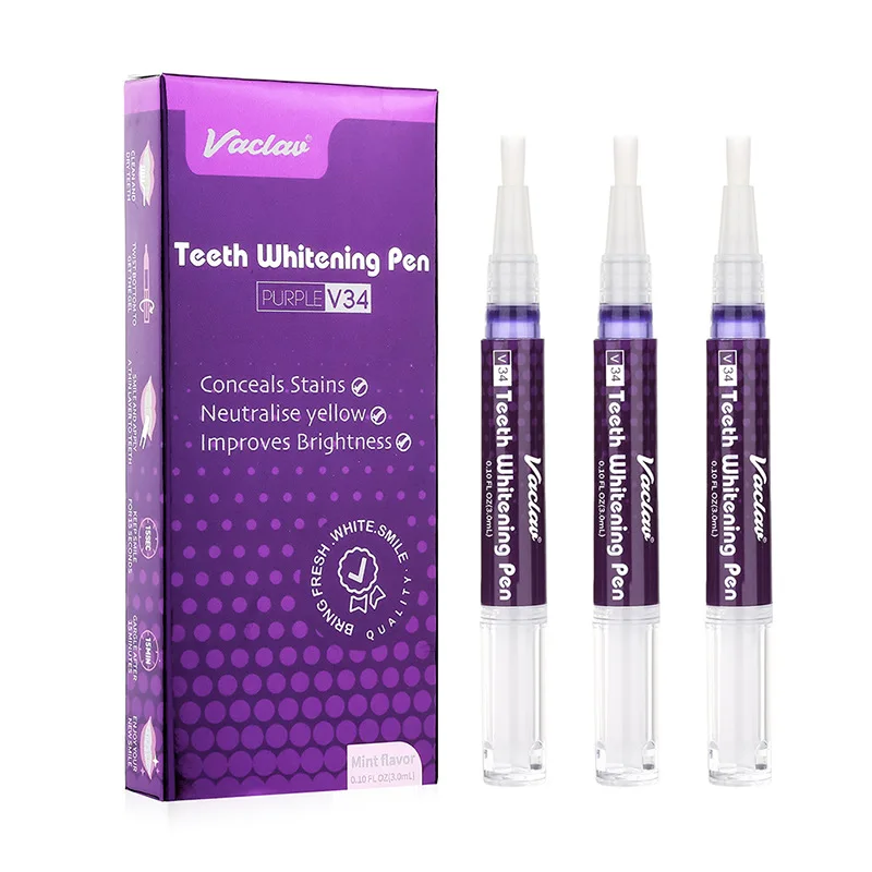 1/2/3/4pcs Purple Teeth Whitening Pen V34 Strong Dazzling White Whitening Tooth Pen Remove Tooth Stains Plaque Oral Care Tools