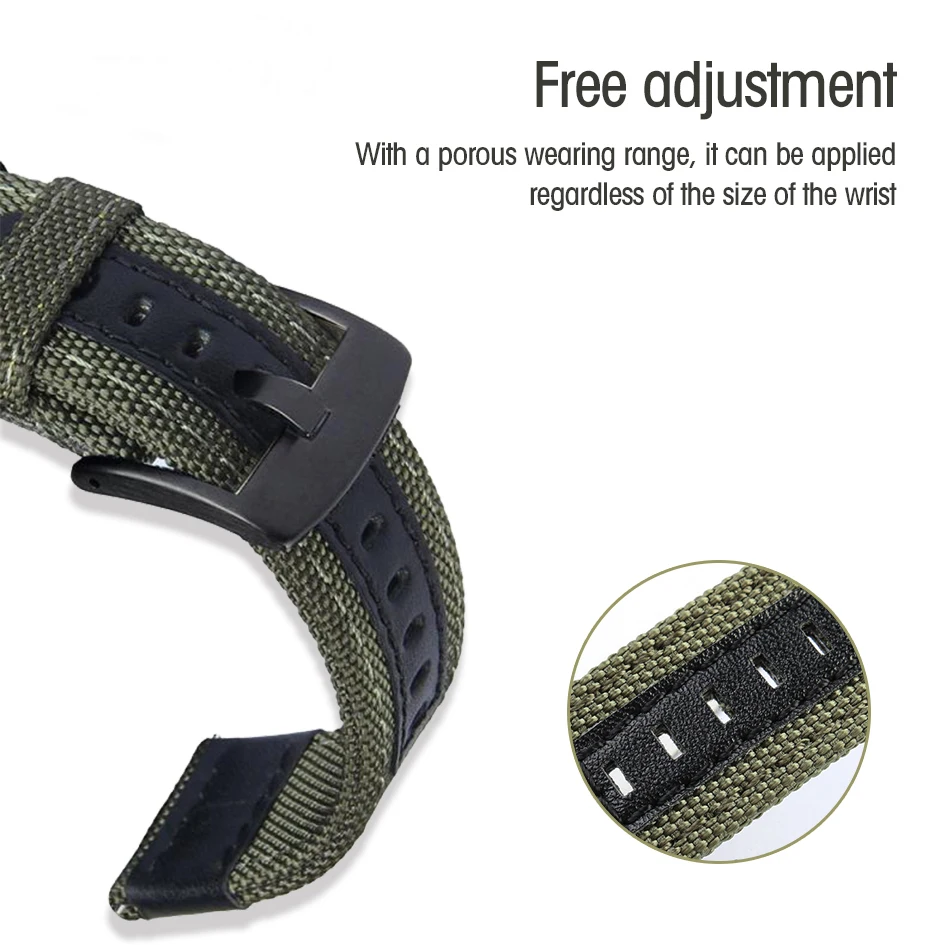 Nylon Quick Release Sport Strap - Military Style Canvas Fabric Watch Band