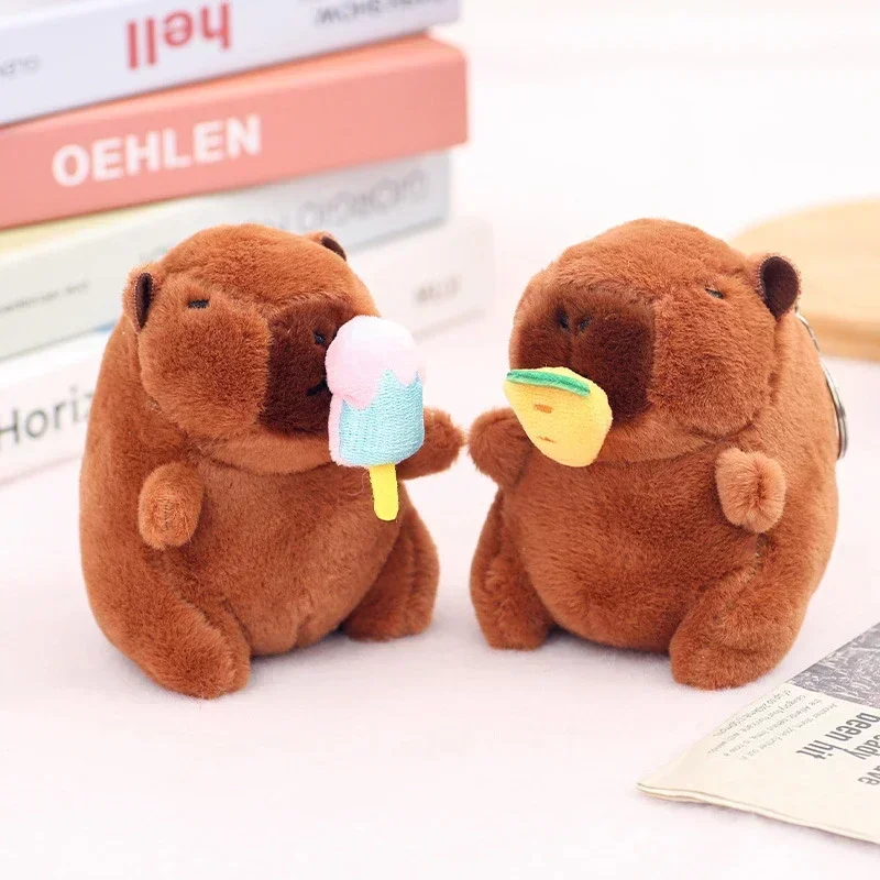 Plush Capybara Keychain Snot Pulling Charm Cartoon Stuffed Animal School Bag Pendant Gift For Kids Adults 12cm
