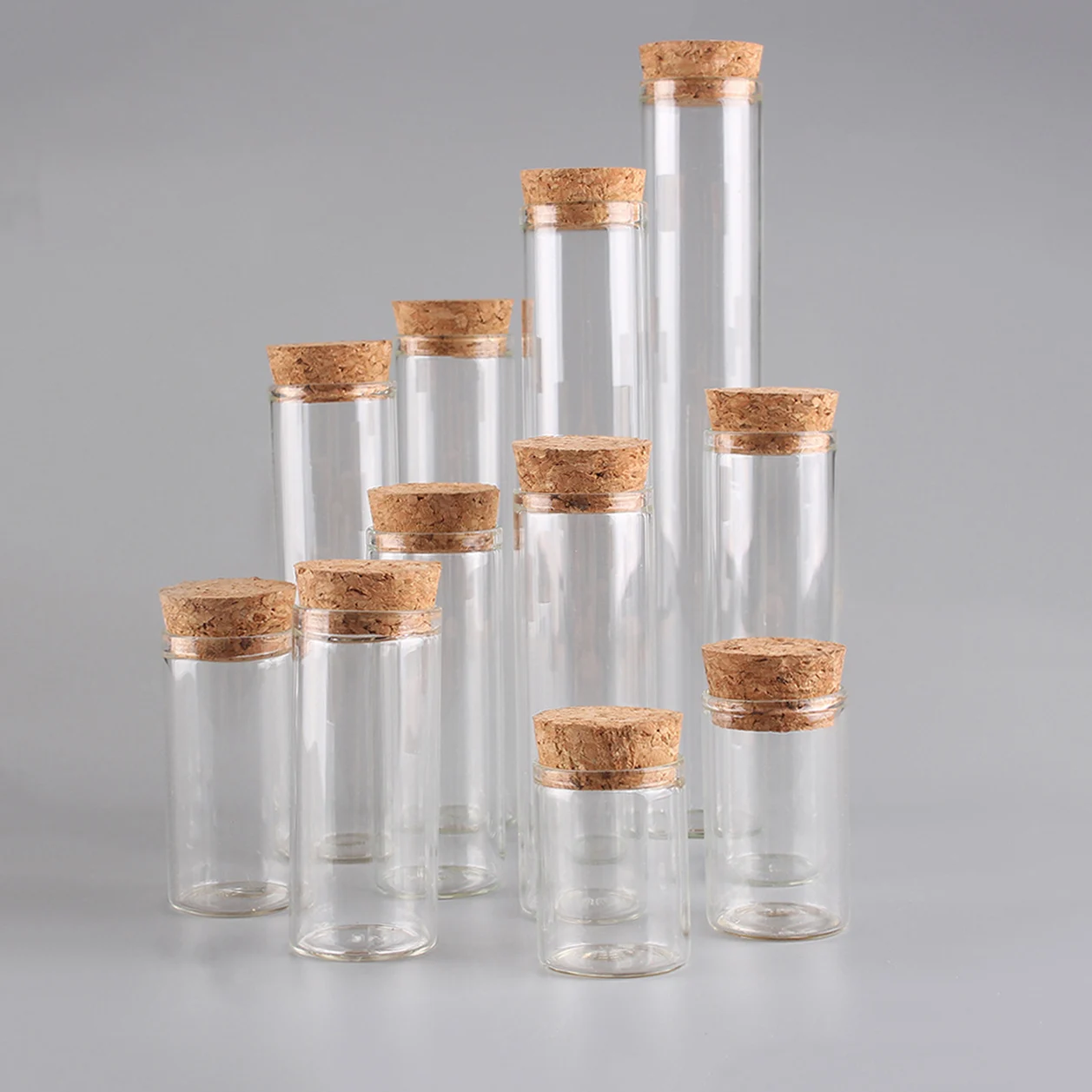 Glass Test Tubes 12 pieces/lot 15ml-60ml With Cork Stopper for Art DIY Crafts