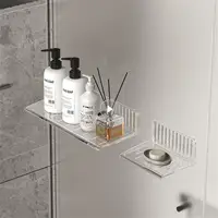 Washing Tabl Bathroom Universal Storage Bathroom Shelves Wall Mounted Storage Rack Mirror Cabinet Storage No Need To Punch Holes 1