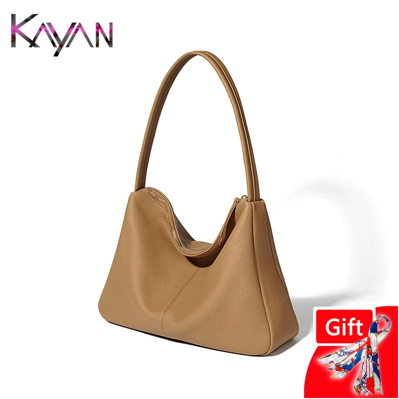 

New High Quality Lichee Genuine Leather Women Shoulder Handbag Casual Cowhide Underarm Tote for Female Ladies Top Handle Bag