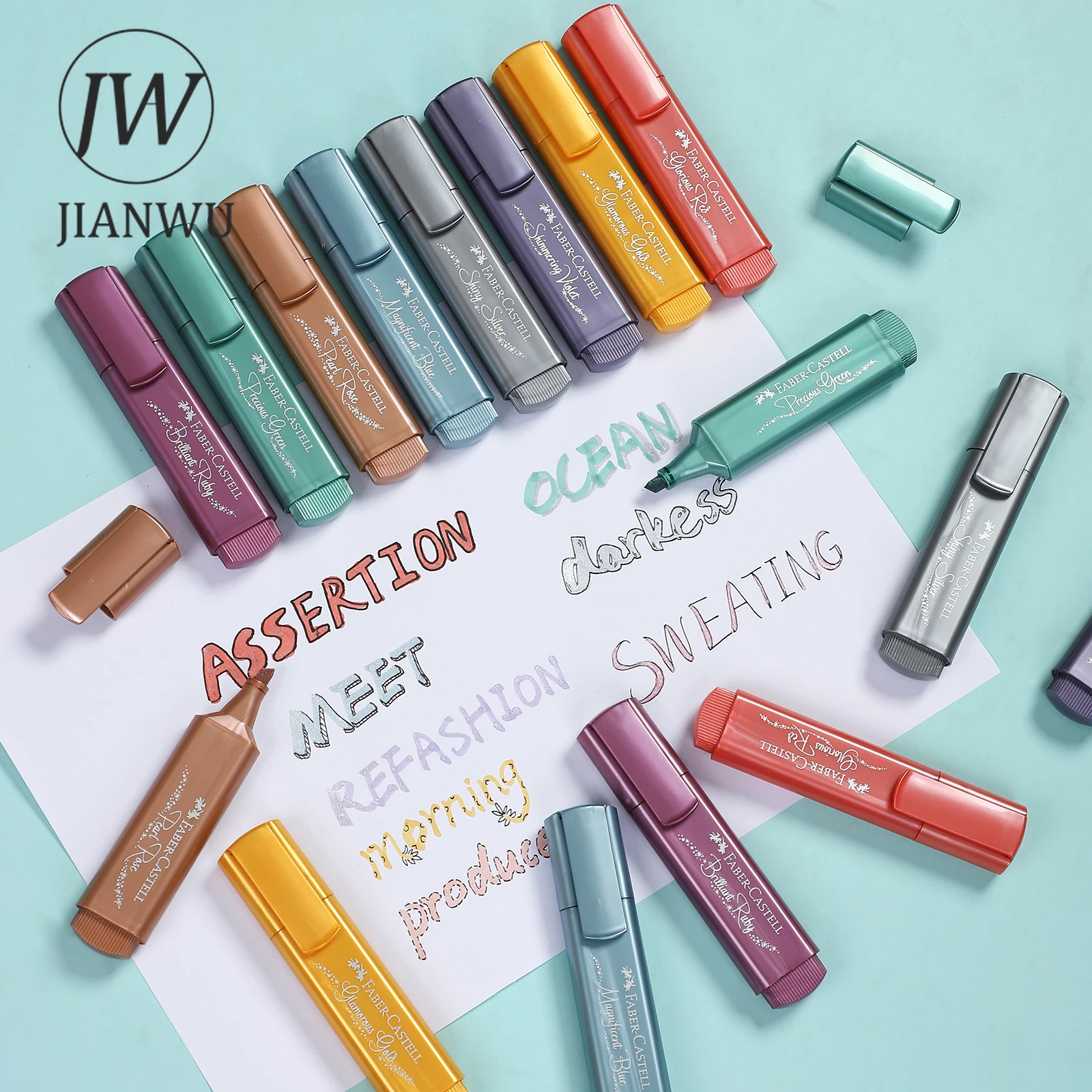Jianwu Metallic Highlighter Durable Soft Tip Watercolor Marker