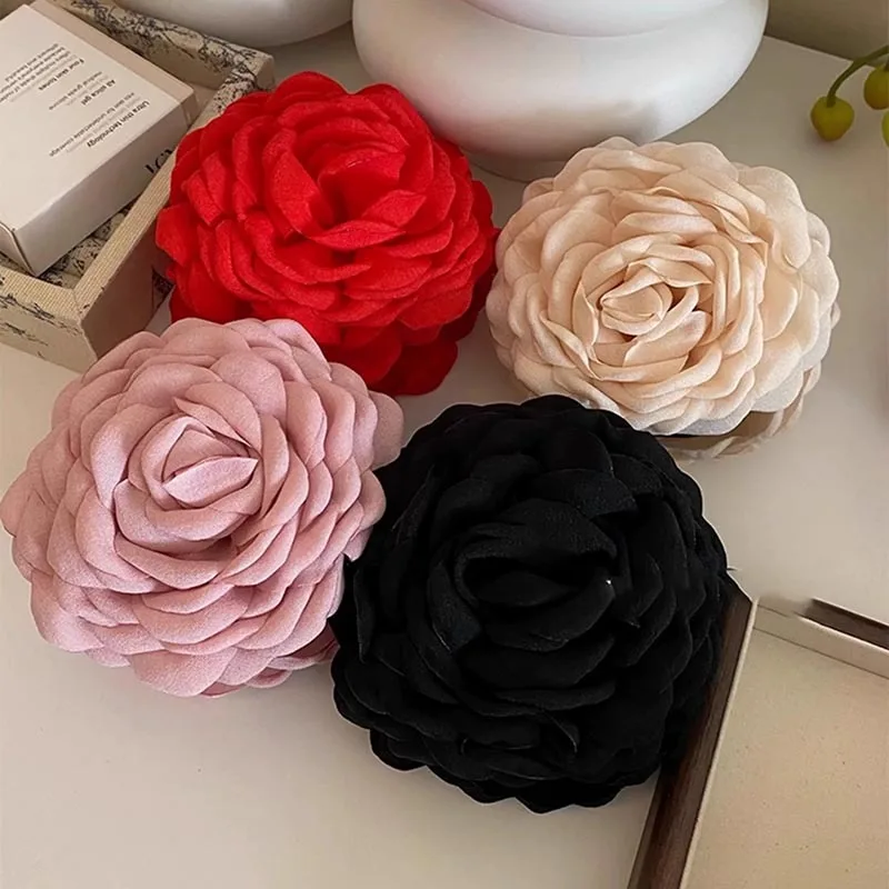 Elegante Stoff Rose Blume Haar Krallen Frauen Französisch Große Haar Clip Krabben Klemme Mode Kopfbedeckung Shark Clip Mädchen Haar Zubehör – Detail 12