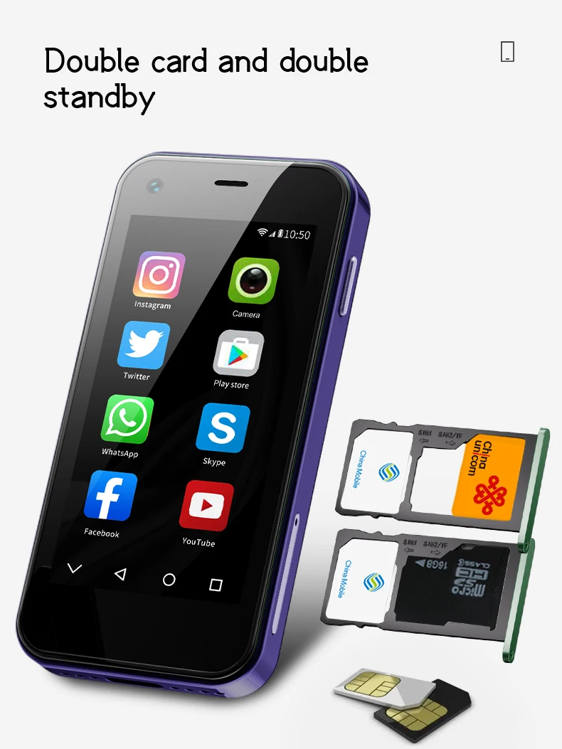 SOYES XS13 Pro Mini Android9.0 Smart Phone 2.5 Inch Display 2GB RAM 16GB ROM Dual SIM Standby Play Store WhatsAPP 3G Small Phone 4