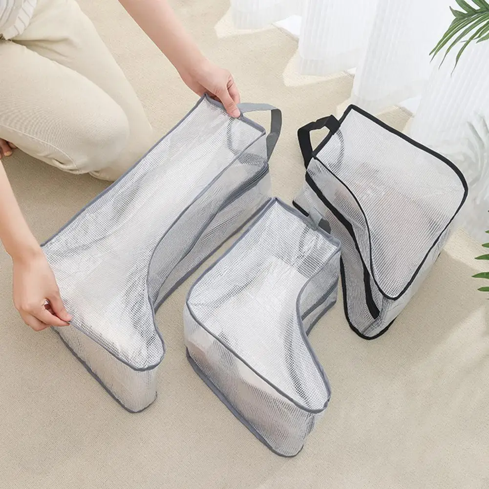 Storage Bag 1Pc Boot Organizer Dust-proof Waterproof Space-saving Visible Handle Design Shoe Storage Pouch Household Supply 4