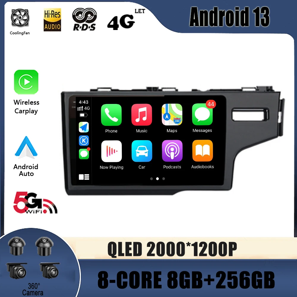 

Автомагнитола для HONDA FIT JAZZ 2014 2015, мультимедийный видеоплеер с навигацией, 4G, GPS, Android 13, 2din, 2 din