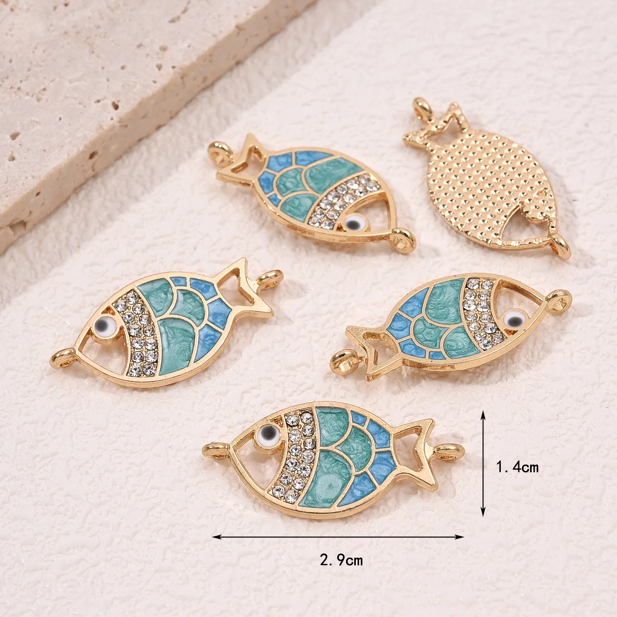 5Pcs Nette Kristall Emaille Fisch Charm Anhänger Für DIY Handgemachte Halskette Ohrringe Armband Schmuck Machen Zubehör Liefert – Detail 1