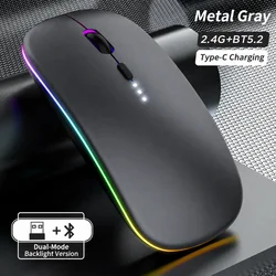 Ergonomic Wireless Bluetooth Mouse with USB Receiver (GRAY)