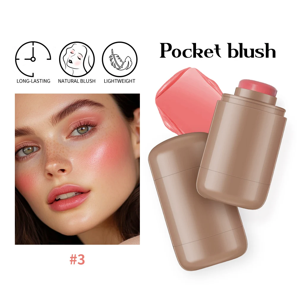 Magic Blush Stick 3-in-1 Cheek Lip Tinted Moistured Blush Stick Silky Brighten Blush Cream Blusher Cosmetics Tubes Matte Contour 4